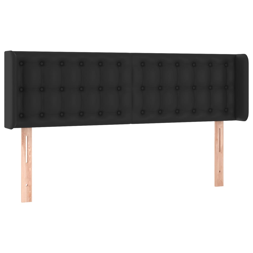 vidaXL Κεφαλάρι Κρεβατιού LED Μαύρο 147x16x78/88 εκ. Συνθετ. Δέρμα