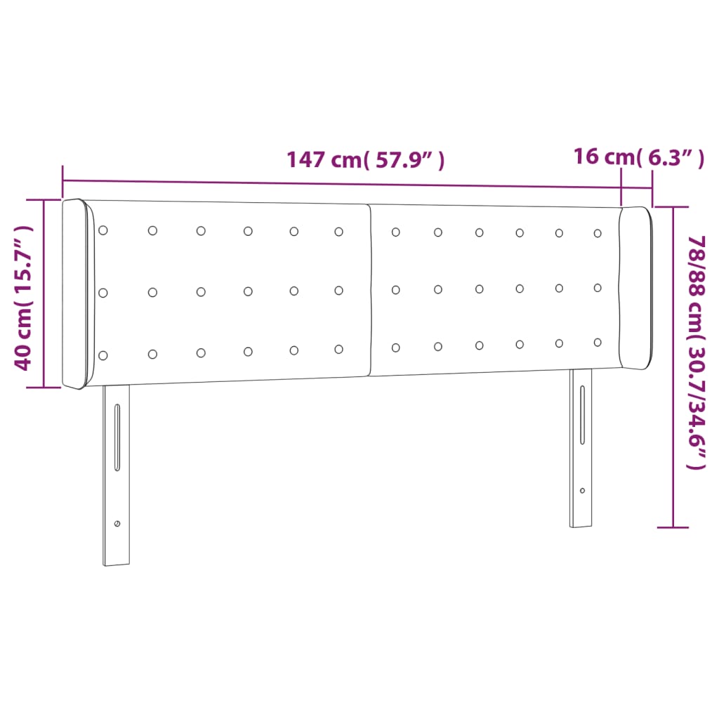 vidaXL Κεφαλάρι Κρεβατιού LED Μαύρο 147x16x78/88 εκ. Συνθετ. Δέρμα
