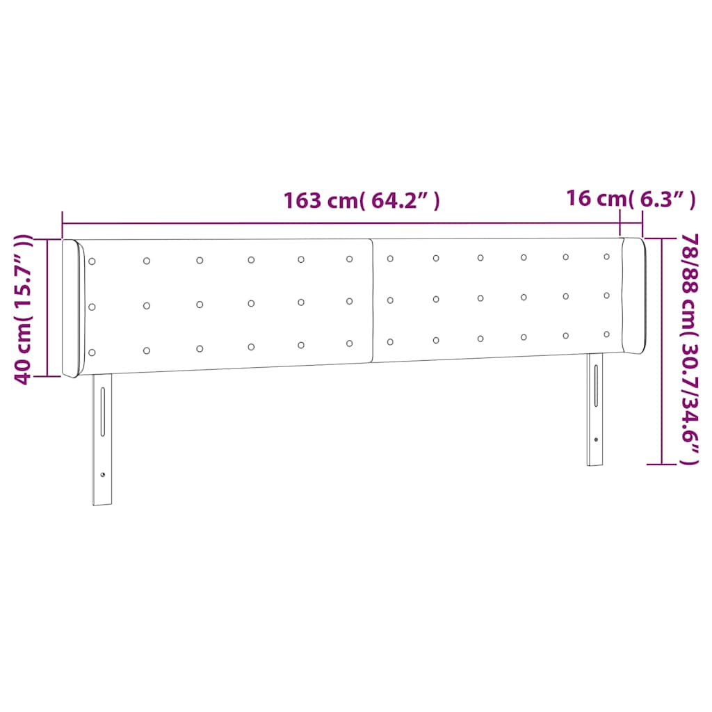 vidaXL Κεφαλάρι Κρεβατιού LED Γκρι 163x16x78/88εκ. από Συνθετικό Δέρμα