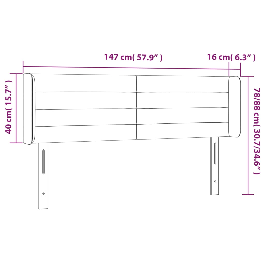 vidaXL Κεφαλάρι Κρεβατιού LED Μπλε 147x16x78/88 εκ. Υφασμάτινο