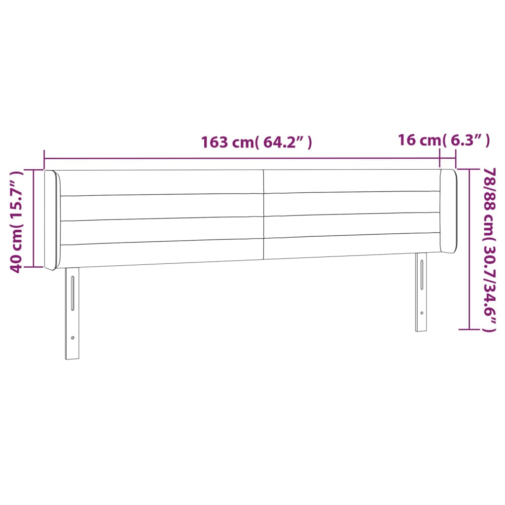 vidaXL Κεφαλάρι Κρεβατιού LED Μπλε 163x16x78/88 εκ. Υφασμάτινο