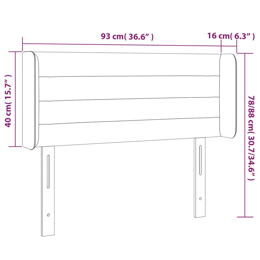 vidaXL Κεφαλάρι Κρεβατιού LED Ροζ 93x16x78/88 εκ. Βελούδινο