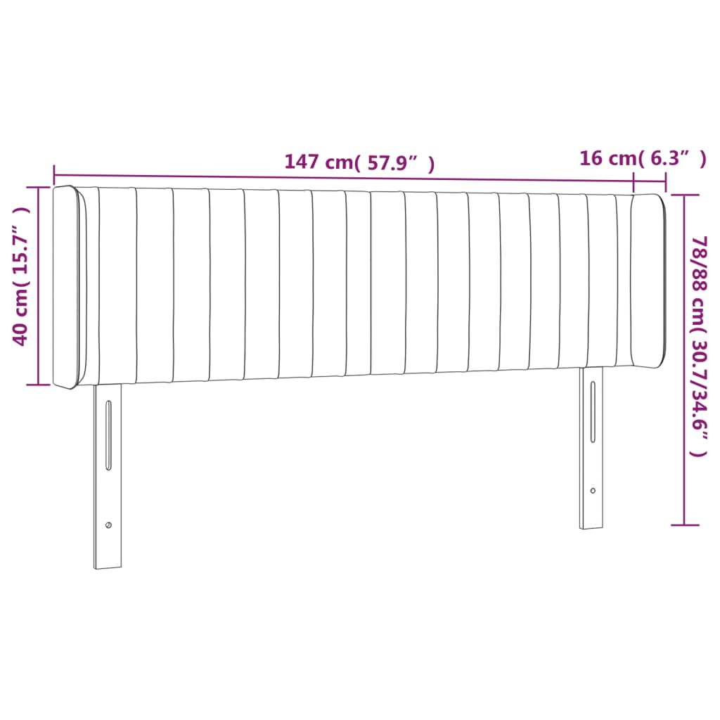 vidaXL Κεφαλάρι Κρεβατιού LED Taupe 147x16x78/88 εκ. Υφασμάτινο
