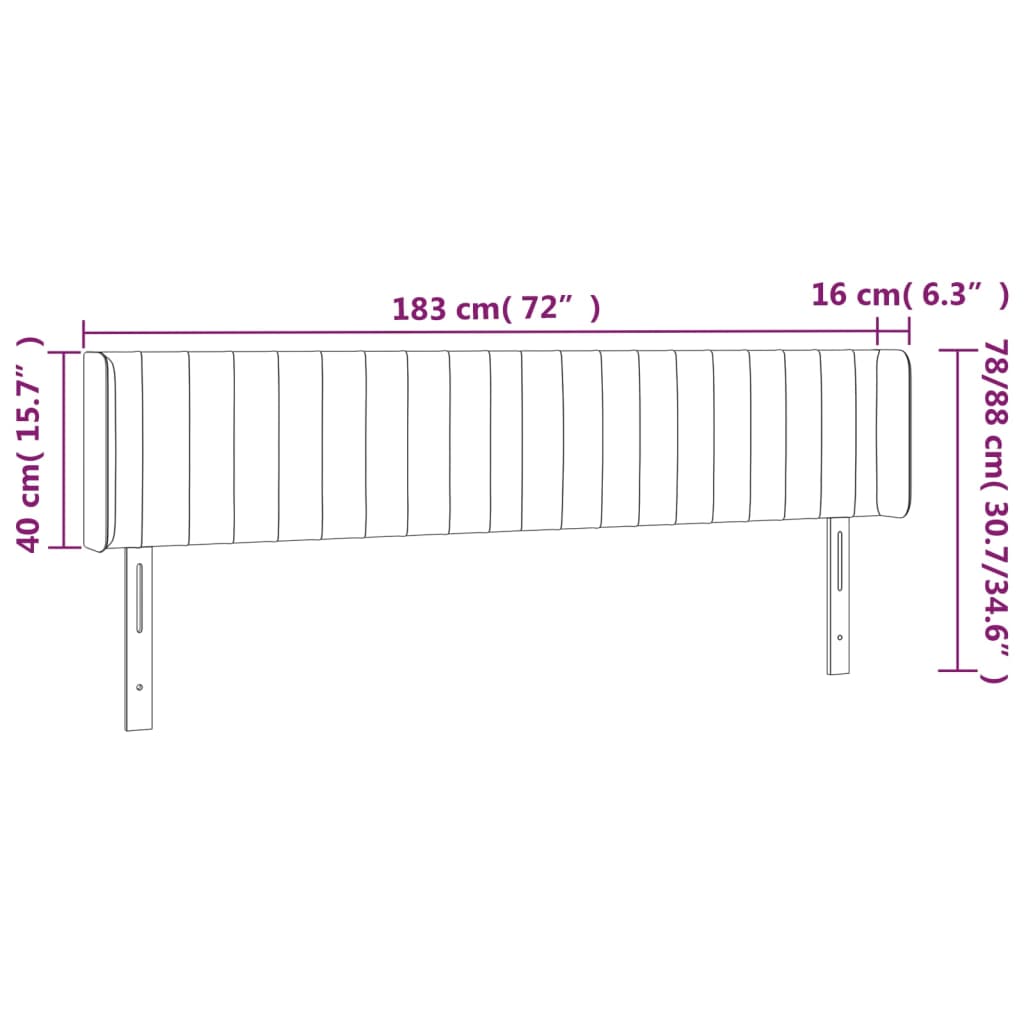 vidaXL Κεφαλάρι Κρεβατιού LED Μπλε 183x16x78/88 εκ. Υφασμάτινο