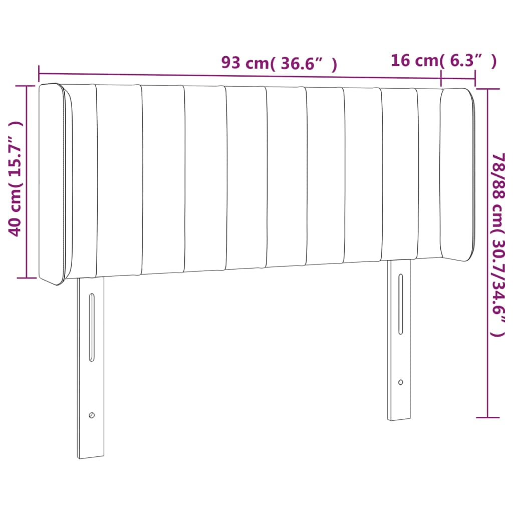 vidaXL Κεφαλάρι Κρεβατιού LED Ροζ 93x16x78/88 εκ. Βελούδινο