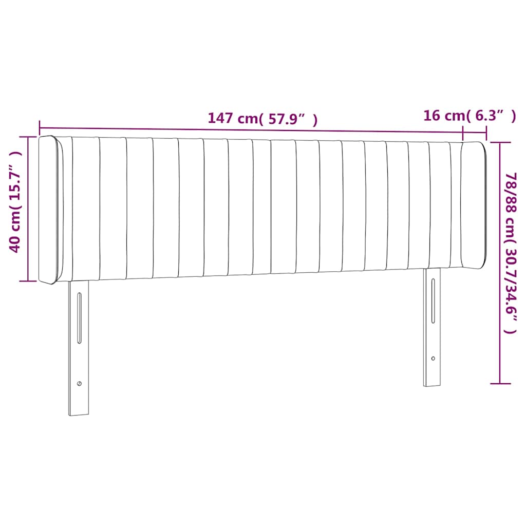 vidaXL Κεφαλάρι Κρεβατιού LED Σκούρο Μπλε 147x16x78/88 εκ. Βελούδινο