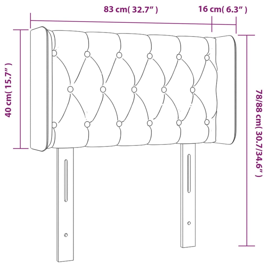 vidaXL Κεφαλάρι Κρεβατιού LED Μπλε 83x16x78/88 εκ. Υφασμάτινο