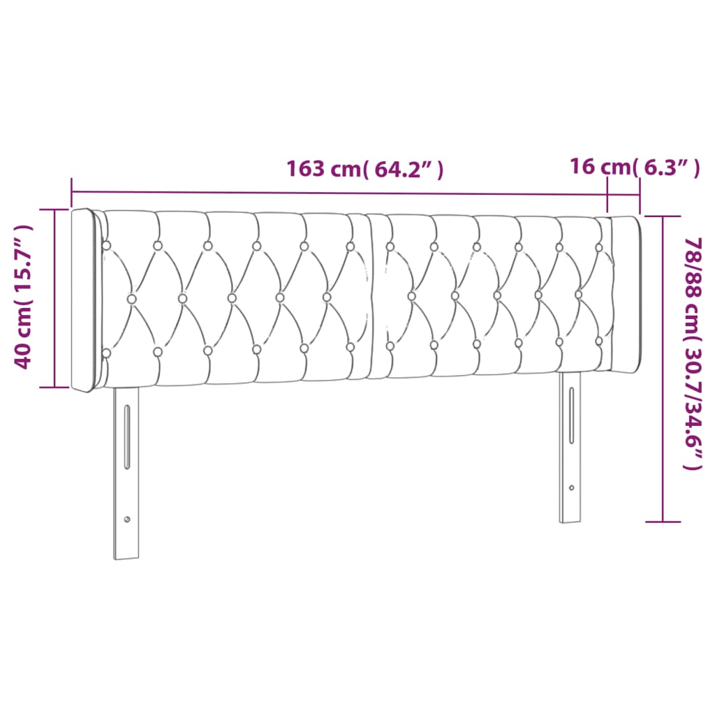 vidaXL Κεφαλάρι Κρεβατιού LED Taupe 163x16x78/88 εκ. Υφασμάτινο