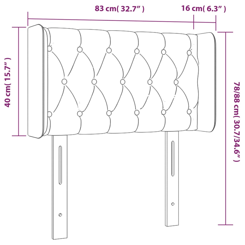 vidaXL Κεφαλάρι Κρεβατιού LED Σκούρο Γκρι 83x16x78/88 εκ. Βελούδινο
