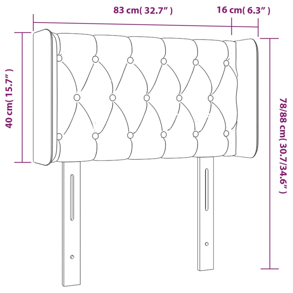 vidaXL Κεφαλάρι Κρεβατιού LED Ροζ 83x16x78/88 εκ. Βελούδινο