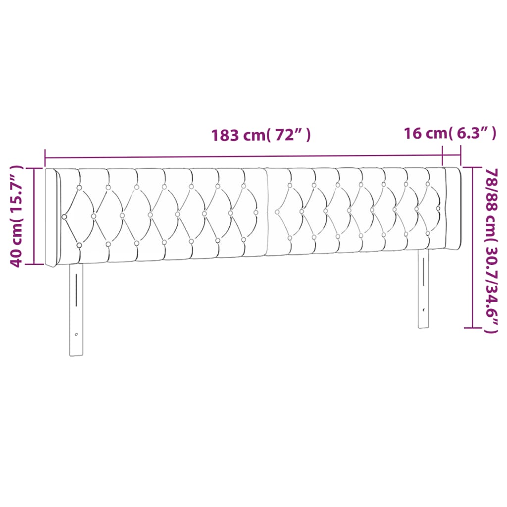 vidaXL Κεφαλάρι Κρεβατιού LED Ροζ 183x16x78/88 εκ. Βελούδινο