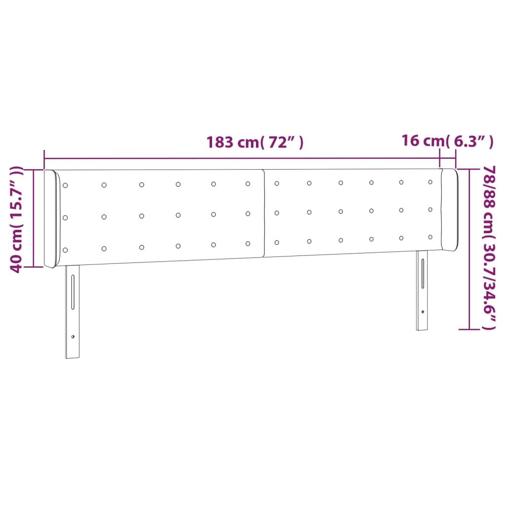 vidaXL Κεφαλάρι Κρεβατιού LED Σκούρο Καφέ 183x16x78/88 εκ. Υφασμάτινο