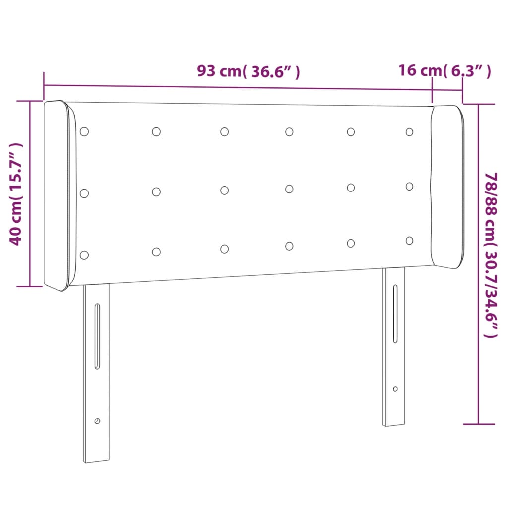vidaXL Κεφαλάρι Κρεβατιού LED Σκούρο Μπλε 93x16x78/88 εκ. Βελούδινο