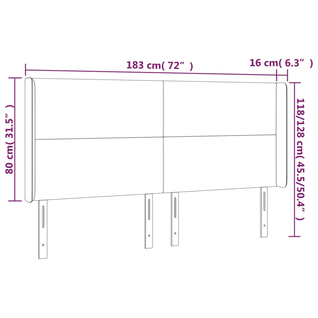 vidaXL Κεφαλάρι Κρεβατιού LED Taupe 183x16x118/128 εκ. Υφασμάτινο