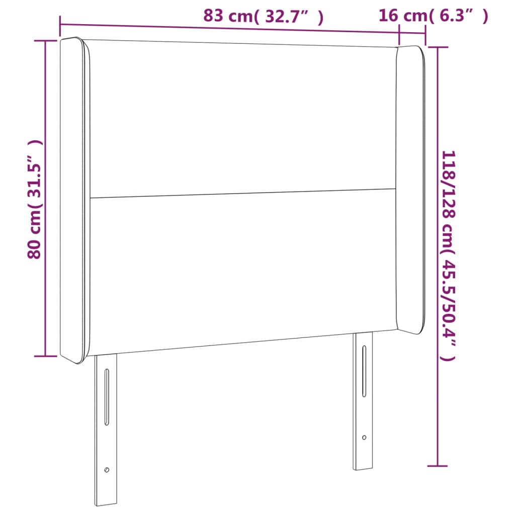 vidaXL Κεφαλάρι Κρεβατιού LED Ροζ 83x16x118/128εκ. Βελούδινο
