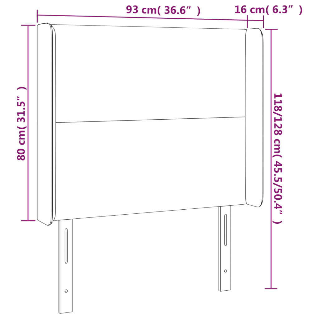 vidaXL Κεφαλάρι Κρεβατιού LED Ροζ 93x16x118/128 εκ. Βελούδινο