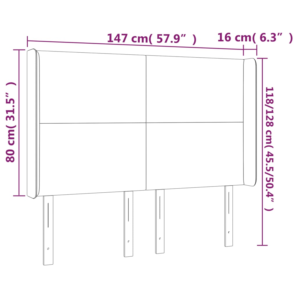 vidaXL Κεφαλάρι Κρεβατιού LED Σκούρο Πράσινο 147x16x118/128 εκ