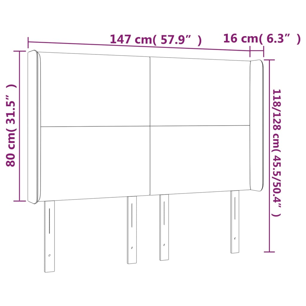 vidaXL Κεφαλάρι Κρεβατιού LED Σκούρο Μπλε 147x16x118/128 εκ. Βελούδινο
