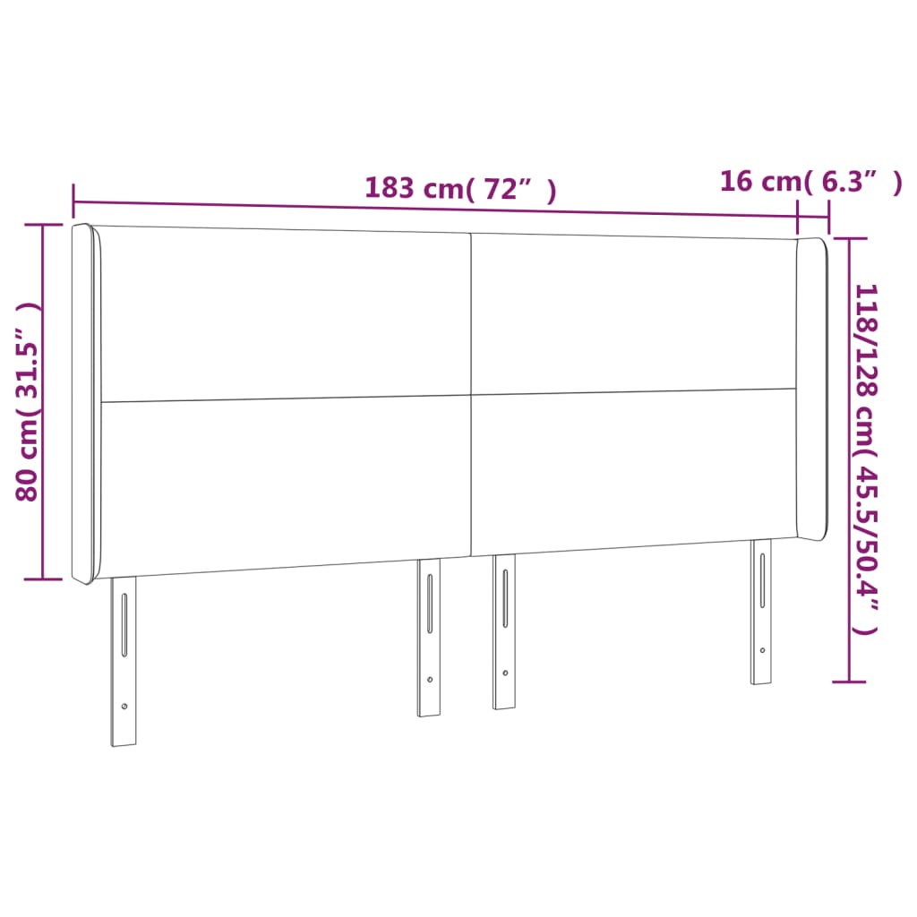 vidaXL Κεφαλάρι Κρεβατιού LED Ροζ 183x16x118/128 εκ. Βελούδινο