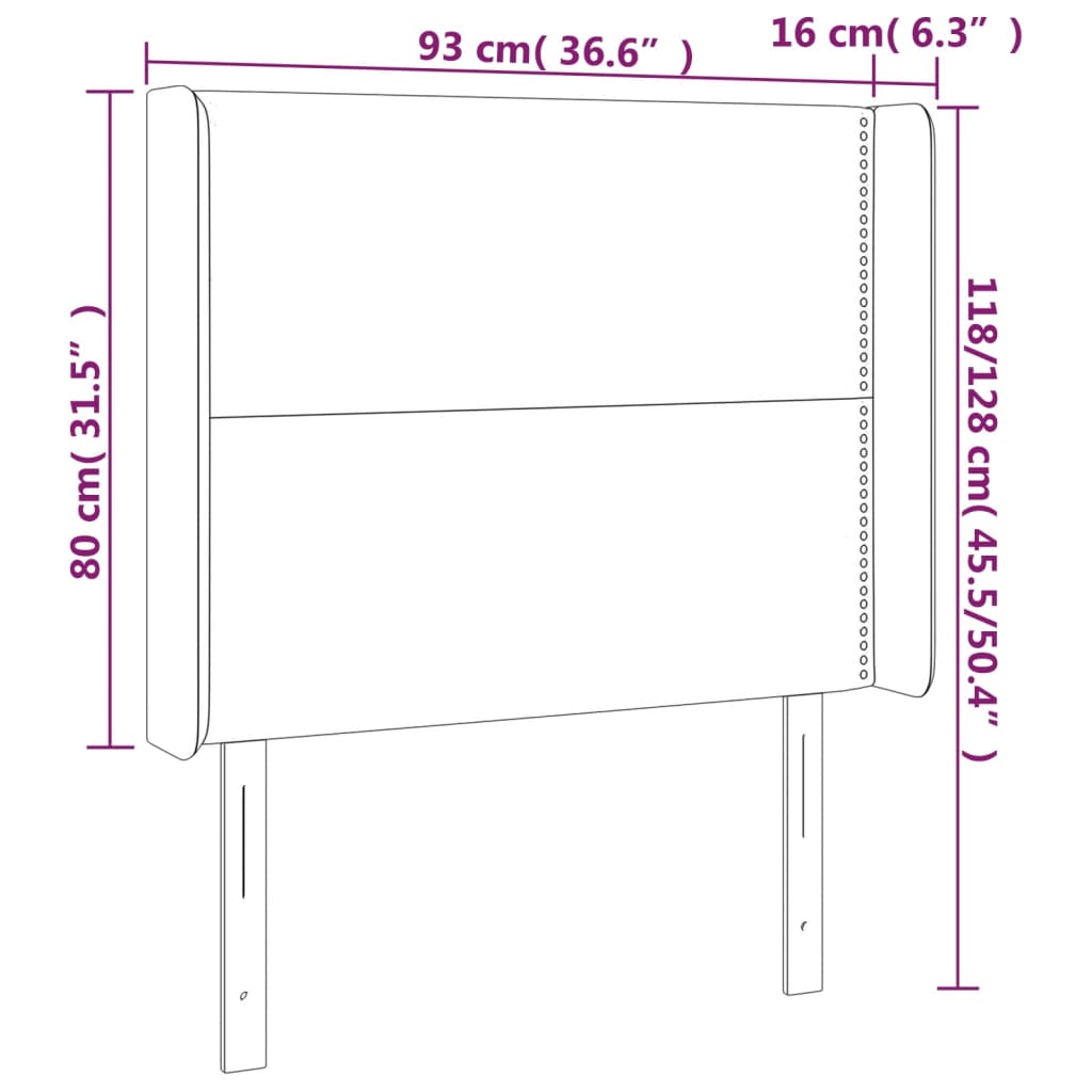 vidaXL Κεφαλάρι Κρεβατιού LED Taupe 93x16x118/128εκ. Υφασμάτινο