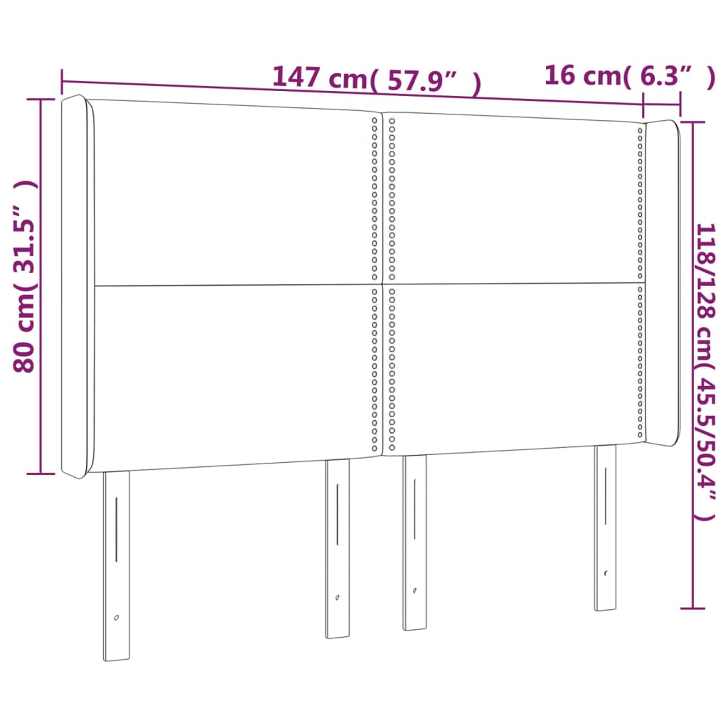 vidaXL Κεφαλάρι Κρεβατιού LED Σκούρο Καφέ 147x16x118/128εκ. Υφασμάτινο