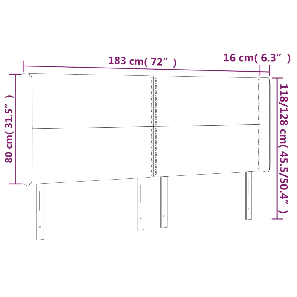 vidaXL Κεφαλάρι Κρεβατιού LED Μπλε 183x16x118/128 εκ. Υφασμάτινο