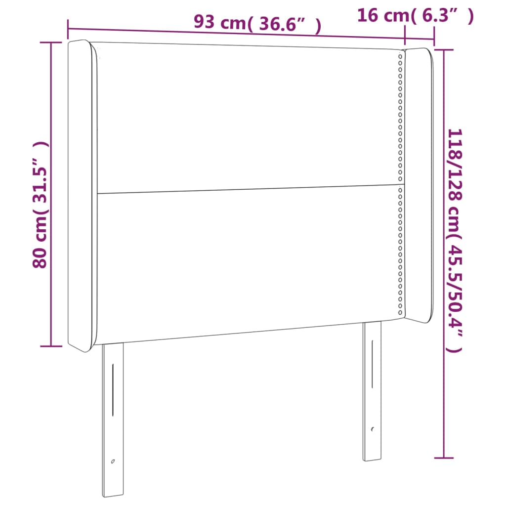 vidaXL Κεφαλάρι Κρεβατιού LED Σκούρο Πράσινο 93x16x118/128 εκ
