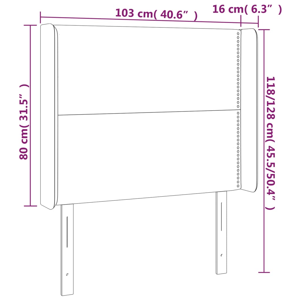 vidaXL Κεφαλάρι Κρεβατιού LED Σκούρο Πράσινο 103x16x118/128 εκ