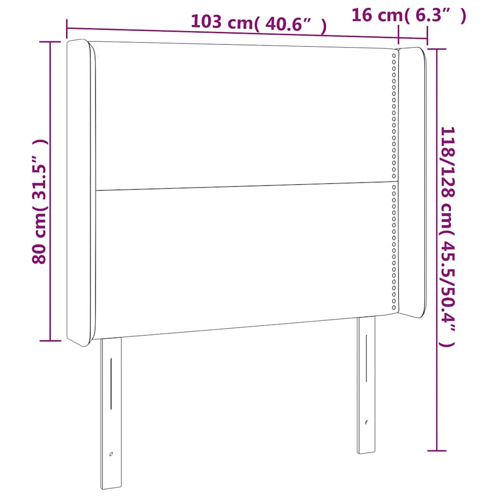 vidaXL Κεφαλάρι Κρεβατιού LED Σκούρο Πράσινο 103x16x118/128 εκ