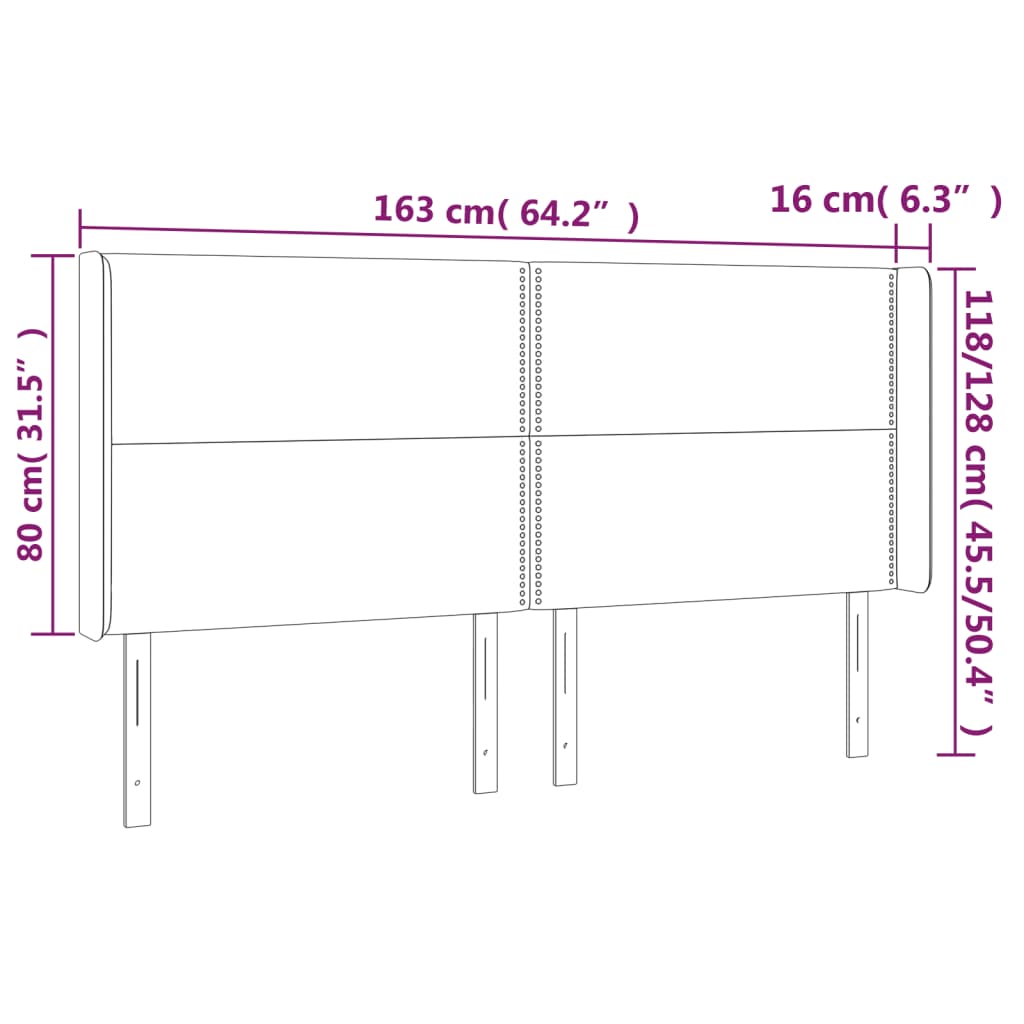 vidaXL Κεφαλάρι Κρεβατιού LED Σκούρο Πράσινο 163x16x118/128 εκ