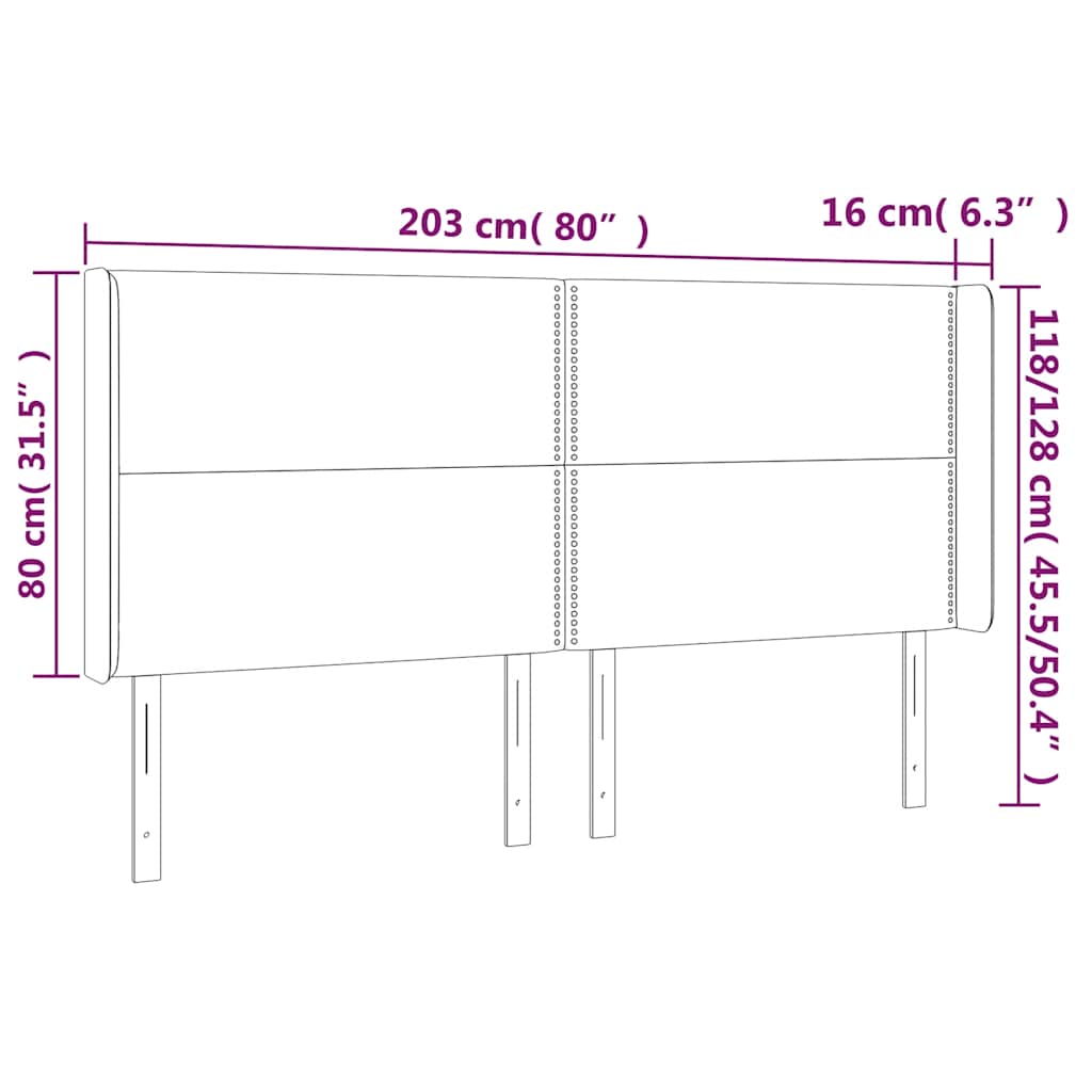 vidaXL Κεφαλάρι Κρεβατιού LED Σκούρο Μπλε 203x16x118/128 εκ. Βελούδινο