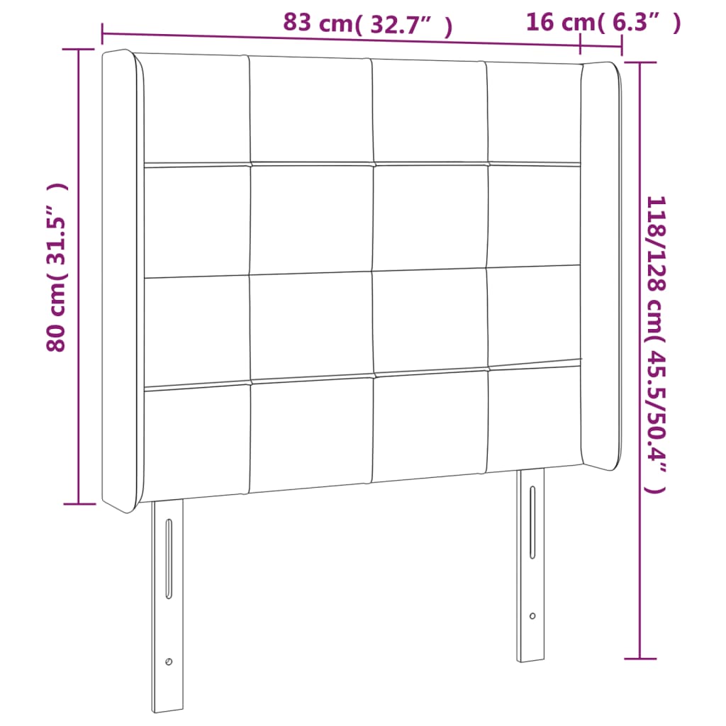 vidaXL Κεφαλάρι Κρεβατιού LED Taupe 83x16x118/128εκ. Υφασμάτινο
