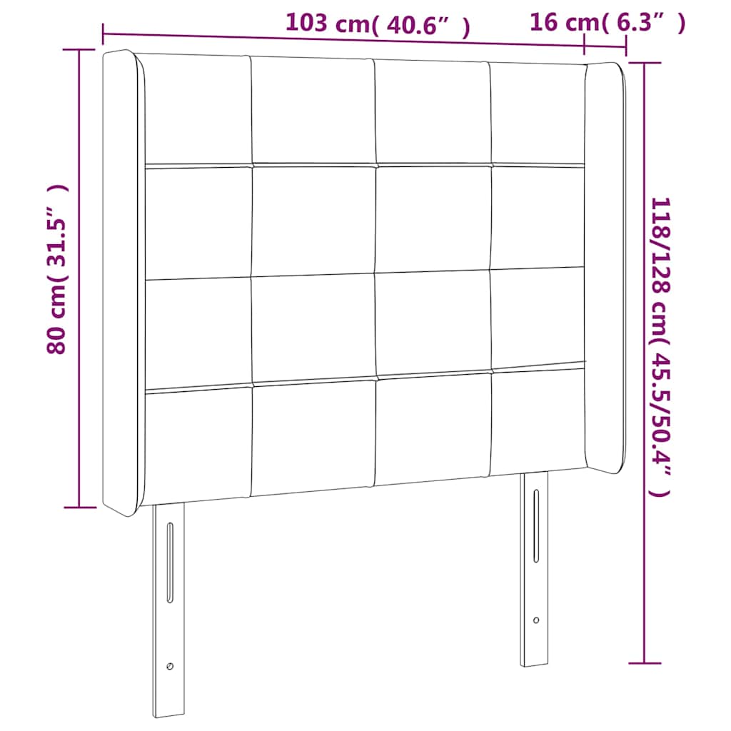 vidaXL Κεφαλάρι Κρεβατιού LED Μπλε 103x16x118/128 εκ. Υφασμάτινο