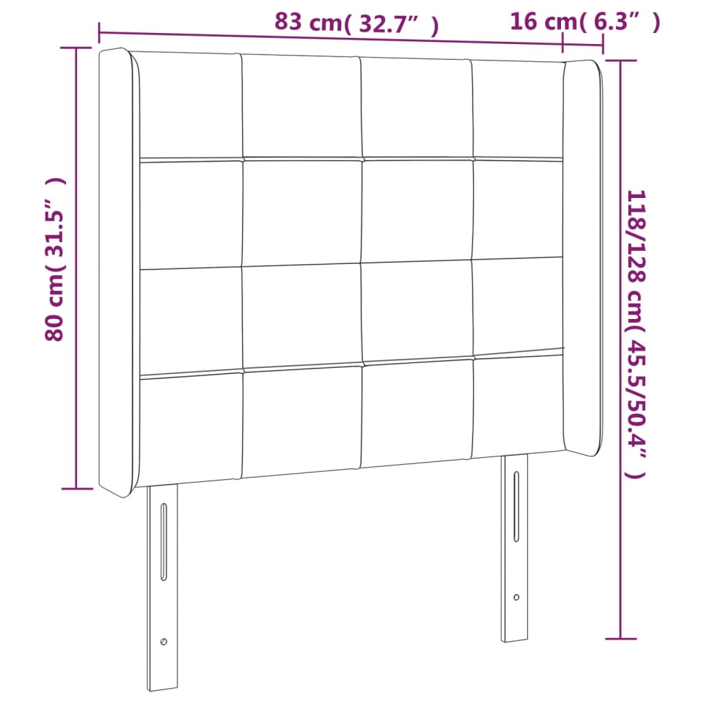 vidaXL Κεφαλάρι Κρεβατιού LED Ροζ 83x16x118/128εκ. Βελούδινο