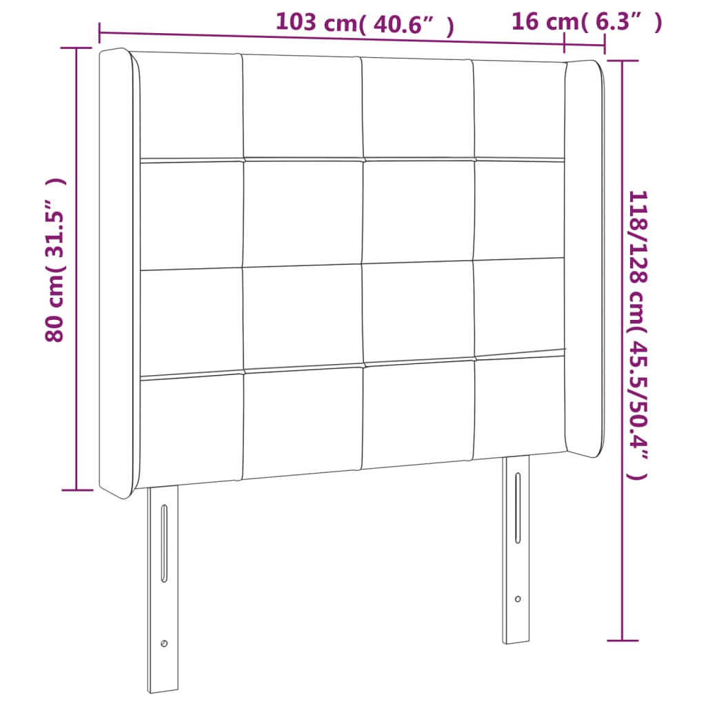 vidaXL Κεφαλάρι Κρεβατιού LED Ροζ 103x16x118/128 εκ.Βελούδινο