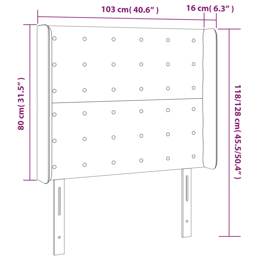 vidaXL Κεφαλάρι Κρεβατιού LED Γκρι 103x16x118/128 εκ. Συνθετ. Δέρμα