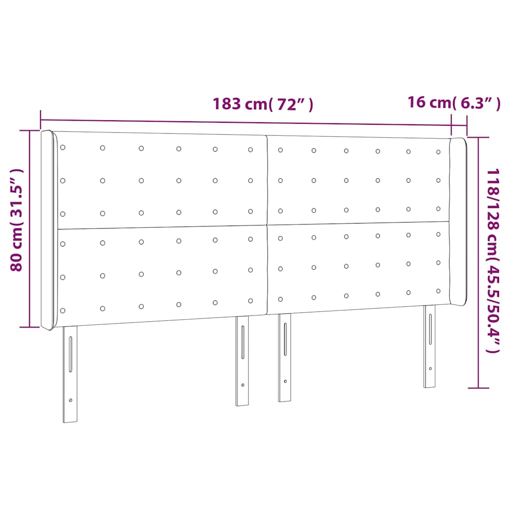 vidaXL Κεφαλάρι Κρεβατιού LED Καπουτσίνο 183x16x118/128 εκ