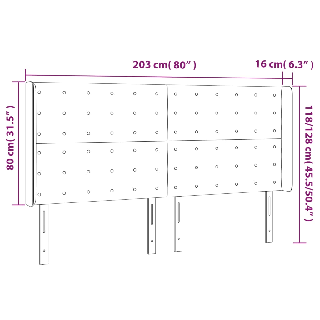 vidaXL Κεφαλάρι Κρεβατιού LED Καπουτσίνο 203x16x118/128 εκ