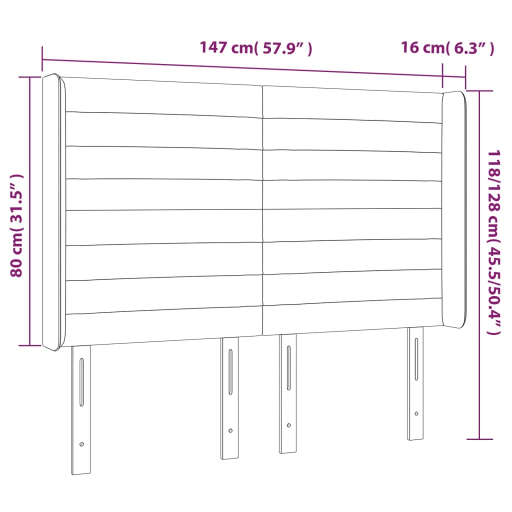 vidaXL Κεφαλάρι Κρεβατιού LED Κρεμ 147x16x118/128 εκ. Υφασμάτινο