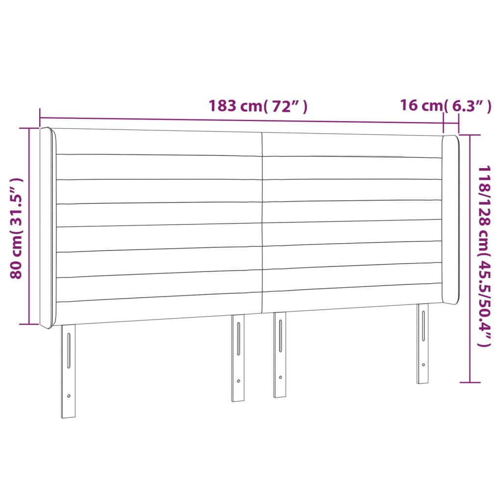 vidaXL Κεφαλάρι Κρεβατιού LED Σκούρο Καφέ 183x16x118/128εκ. Υφασμάτινο