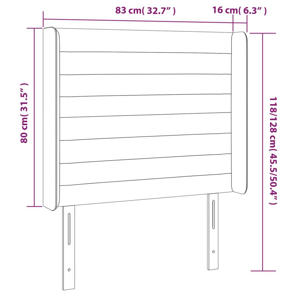 vidaXL Κεφαλάρι Κρεβατιού LED Σκούρο Πράσινο 83x16x118/128 εκ