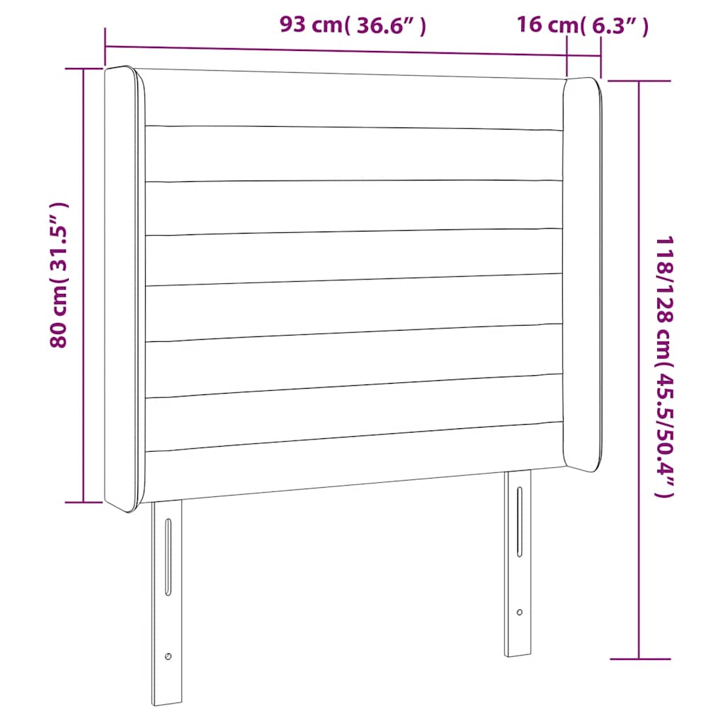 vidaXL Κεφαλάρι Κρεβατιού LED Σκούρο Πράσινο 93x16x118/128 εκ
