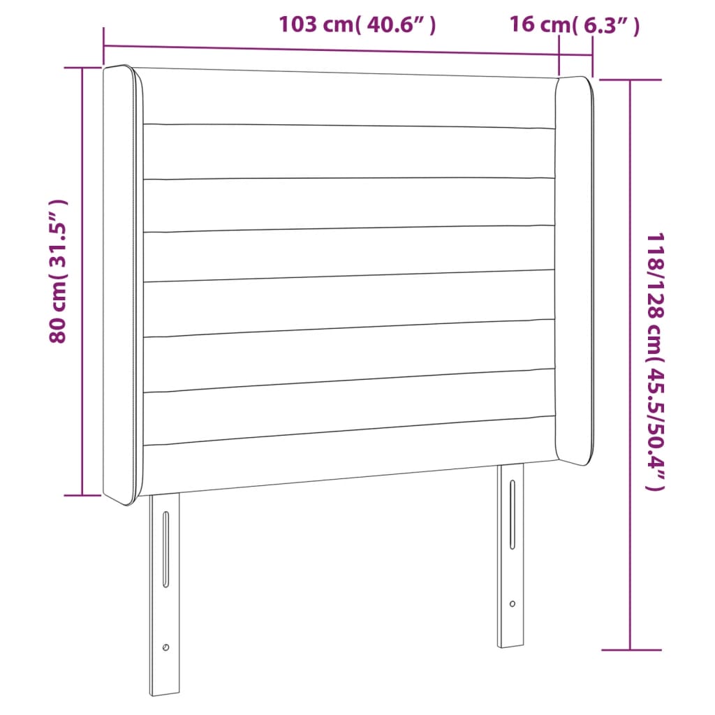 vidaXL Κεφαλάρι Κρεβατιού LED Ροζ 103x16x118/128 εκ.Βελούδινο