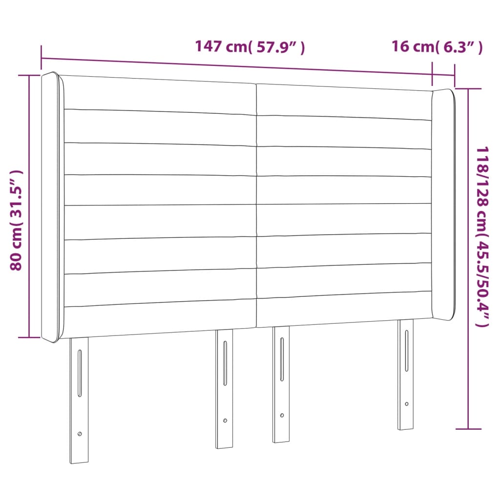 vidaXL Κεφαλάρι Κρεβατιού LED Ροζ 147x16x118/128 εκ. Βελούδινο