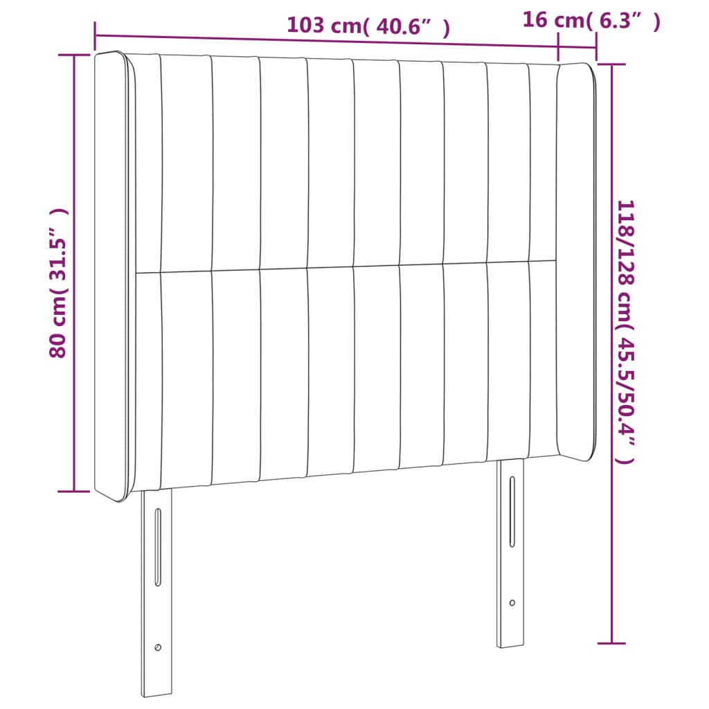 vidaXL Κεφαλάρι Κρεβατιού LED Κρεμ 103x16x118/128 εκ. Υφασμάτινο