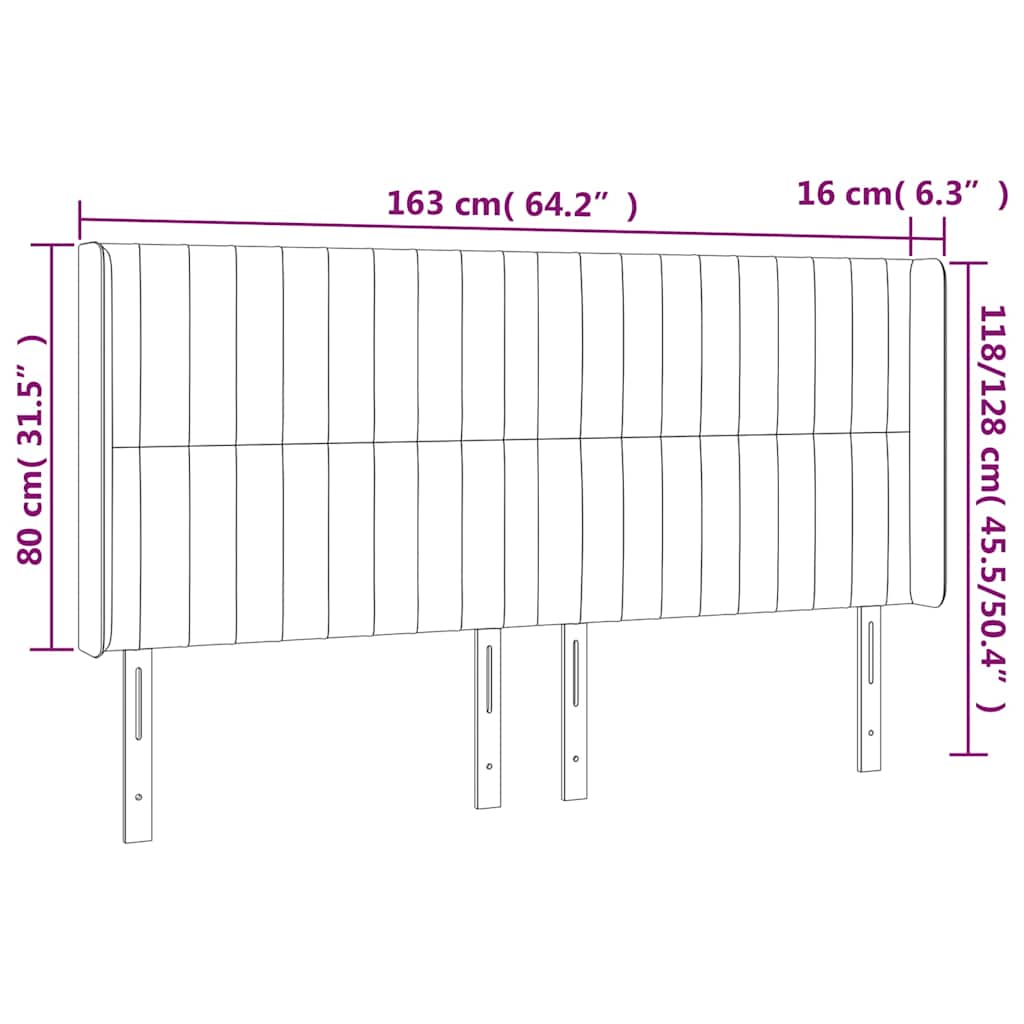 vidaXL Κεφαλάρι Κρεβατιού LED Μπλε 163x16x118/128 εκ. Υφασμάτινο