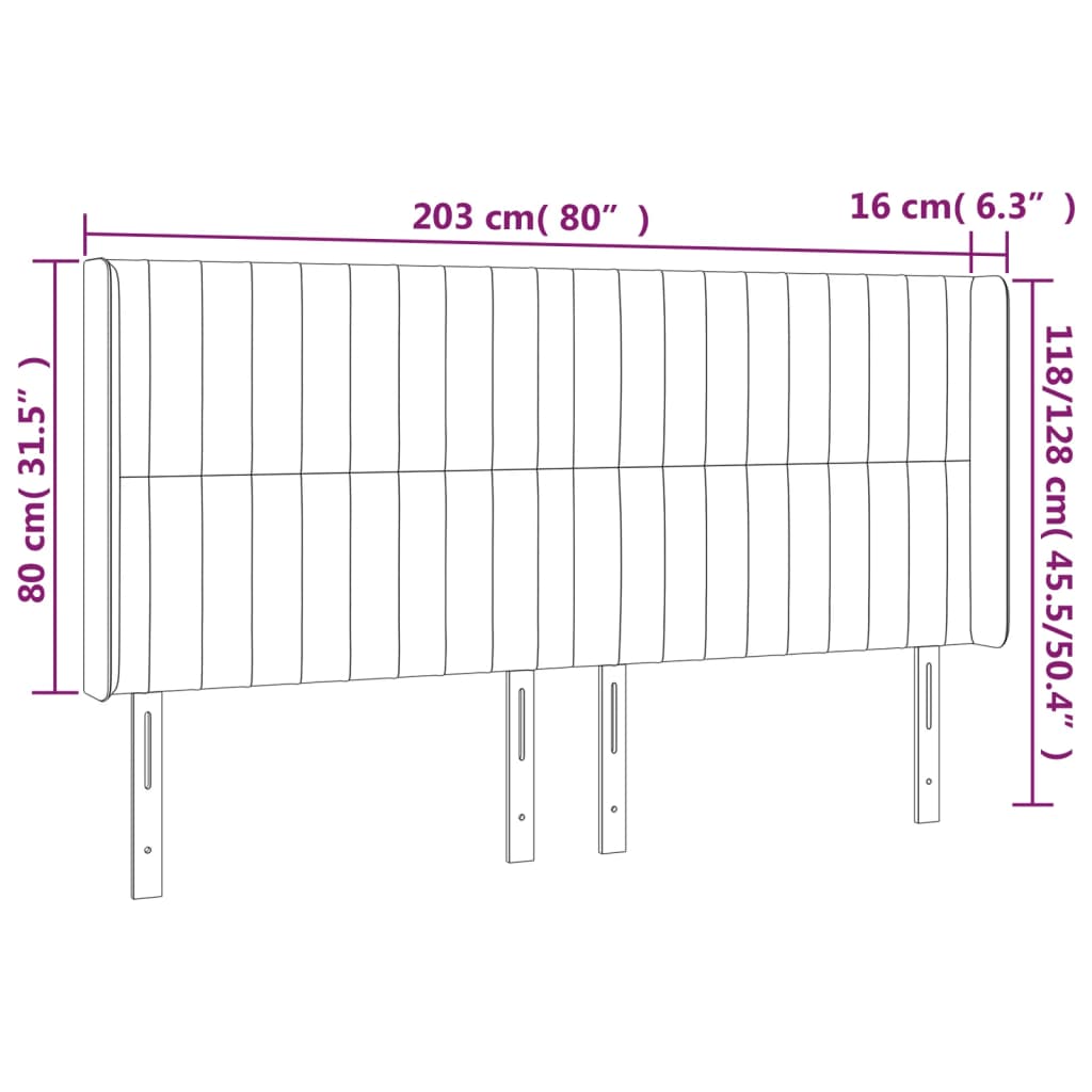 vidaXL Κεφαλάρι Κρεβατιού LED Σκούρο Μπλε 203x16x118/128 εκ. Βελούδινο