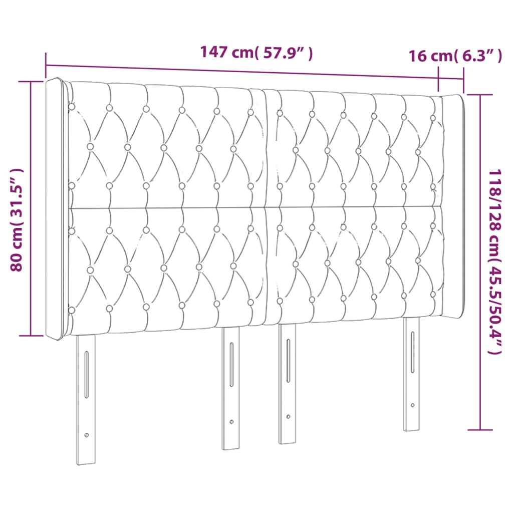 vidaXL Κεφαλάρι Κρεβατιού LED Taupe 147x16x118/128 εκ. Υφασμάτινο