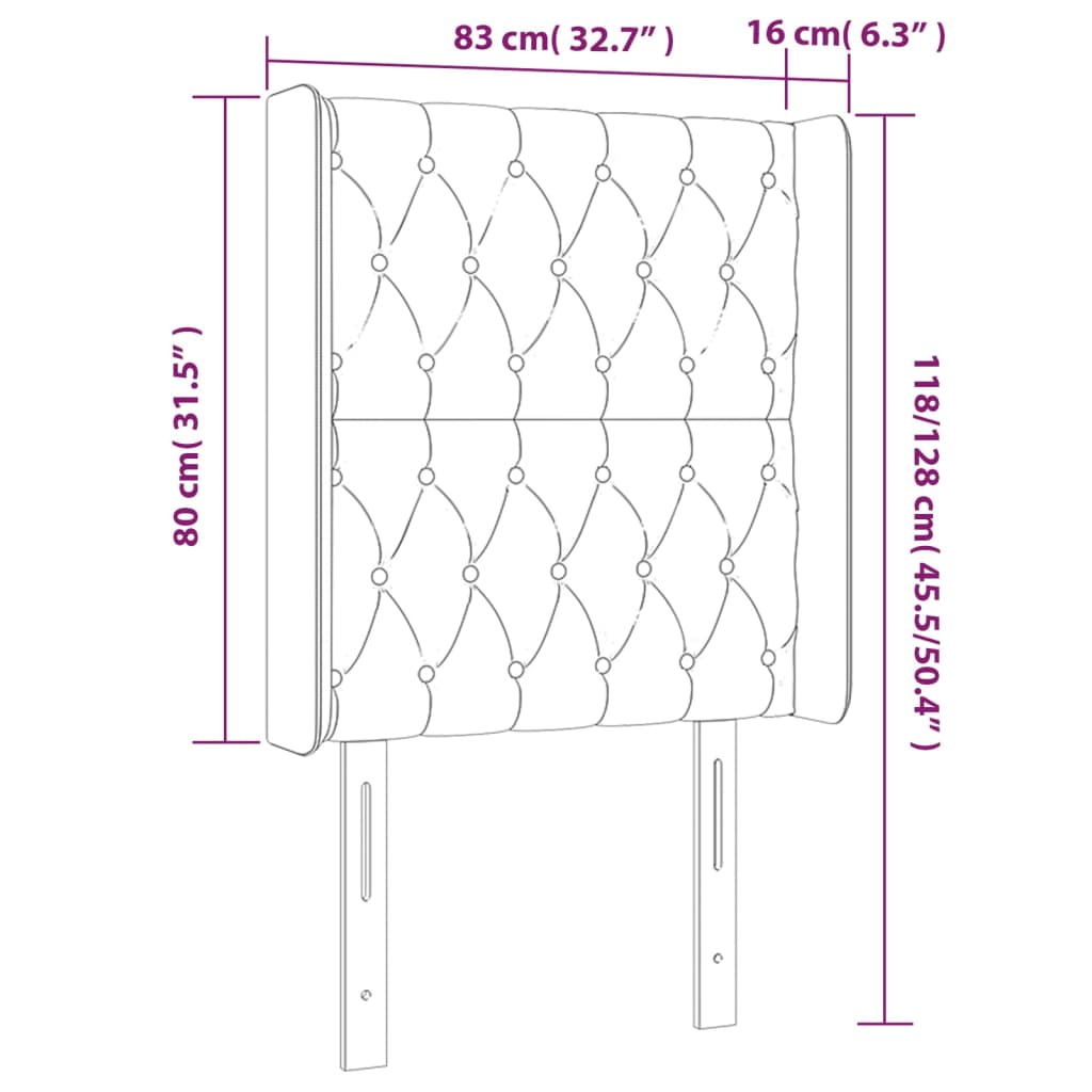 vidaXL Κεφαλάρι Κρεβατιού LED Ροζ 83x16x118/128εκ. Βελούδινο