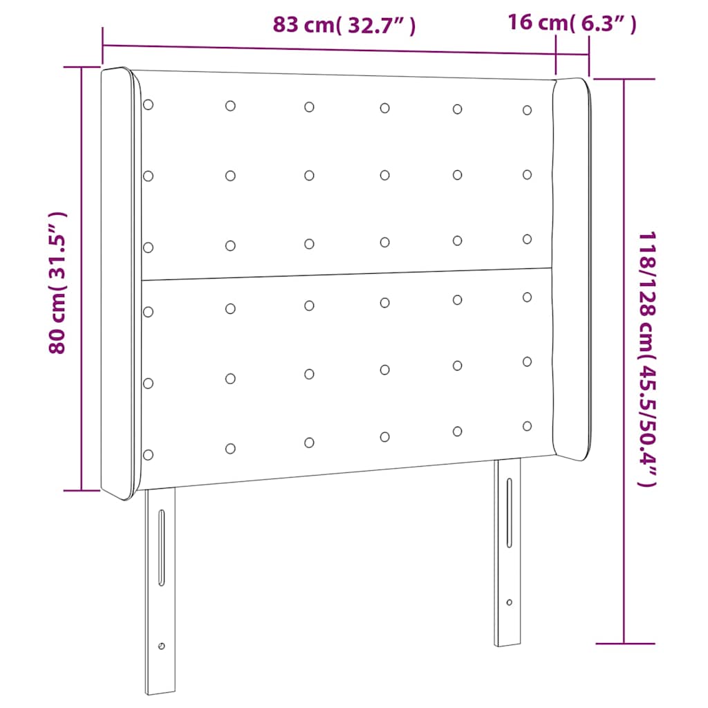 vidaXL Κεφαλάρι Κρεβατιού LED Μπλε 83x16x118/128εκ. Υφασμάτινο